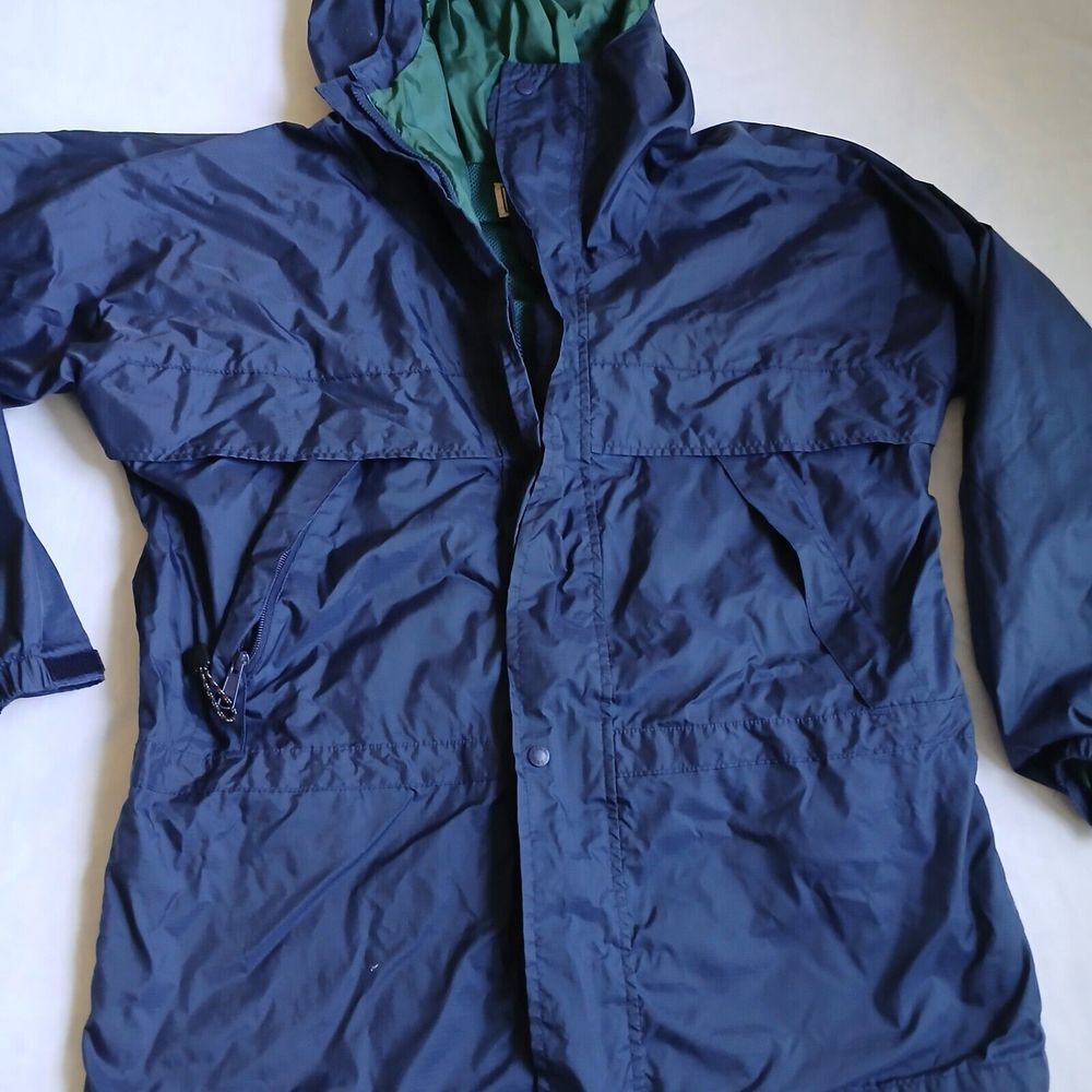 LL Bean Jacket Mens Medium Windbreaker Hooded Zip Pockets Vented Vintage‎